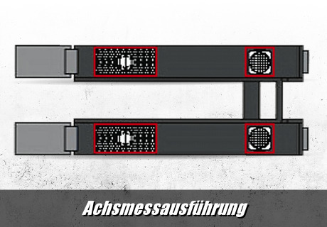 Auffahr- Scherenhebebühne in Achsmessausführung